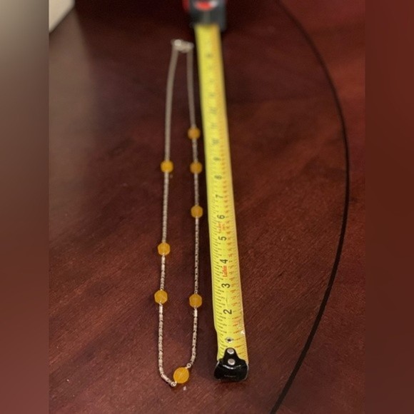 VTG J. Crew Long Bead Necklace Gold Tone Yellow Beads # 239 - Picture 6 of 8